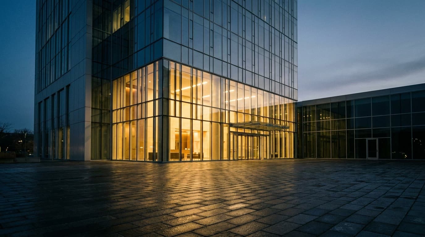 Tower entrance at dusk
